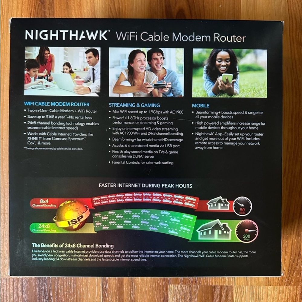 NETGEAR Nighthawk AC1900 WiFi Cable Modem Router - Black - Picture 2 of 5